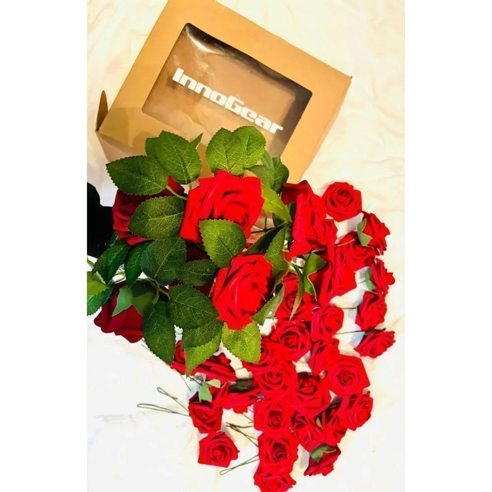 Innogear Artificial 49 Piece‎ Dark Red Roses Wedding Decoration